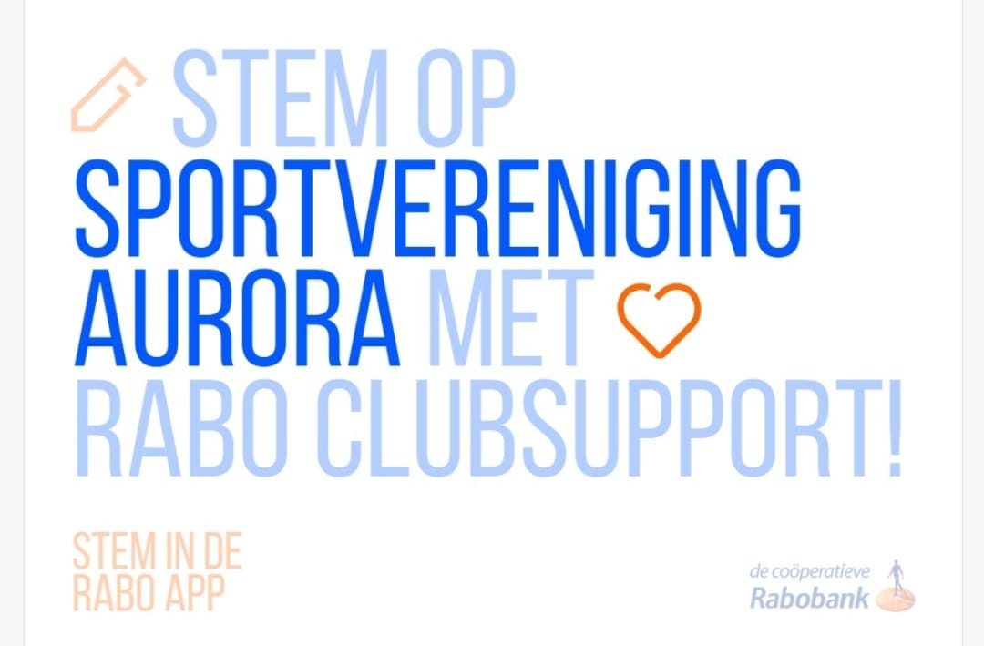 Wij doen mee met de Rabo Clubsupport '24.
svaurora.nl/cms/index.php/…