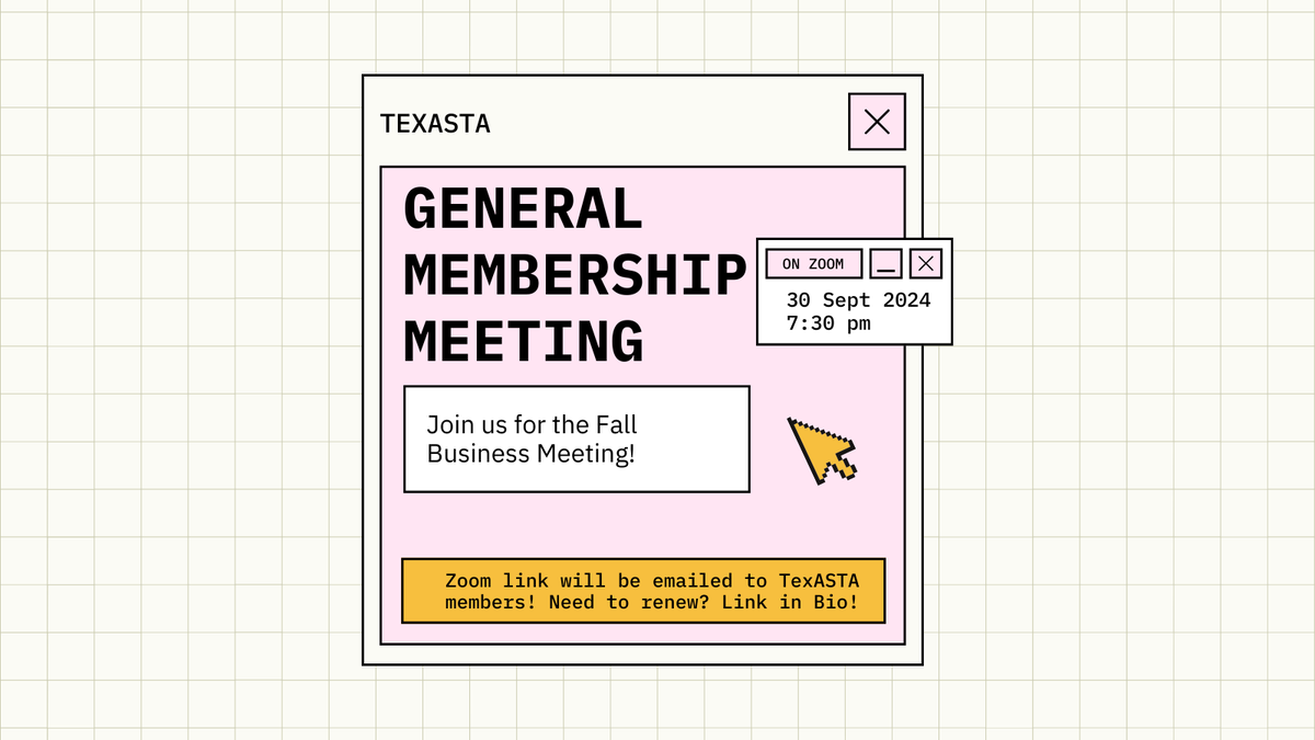 texastastrings's tweet photo. Save the date! Our Fall 2024 General Membership Meeting is on Monday, September 30 at 7:30 pm. The meeting will be on Zoom and the link will be mailed to current membership. Time to renew your membership? Check the link in our bio! https://t.co/xEeSYSDzed