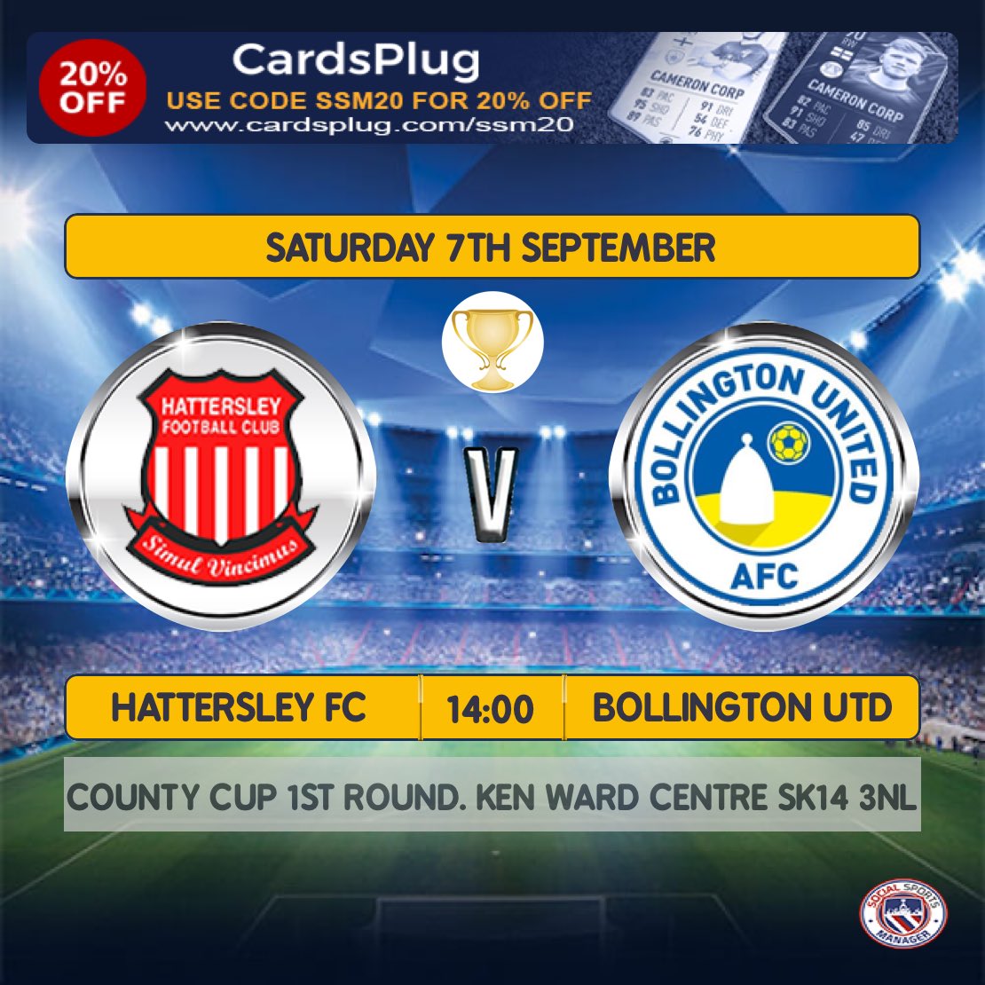 1st Cup starts this weekend with a home fixture in the Cheshire Amateur cup. The lads are hoping to go one better that last years semi final this season get down and watch the boys kick start the cup campaign. #upthehatto