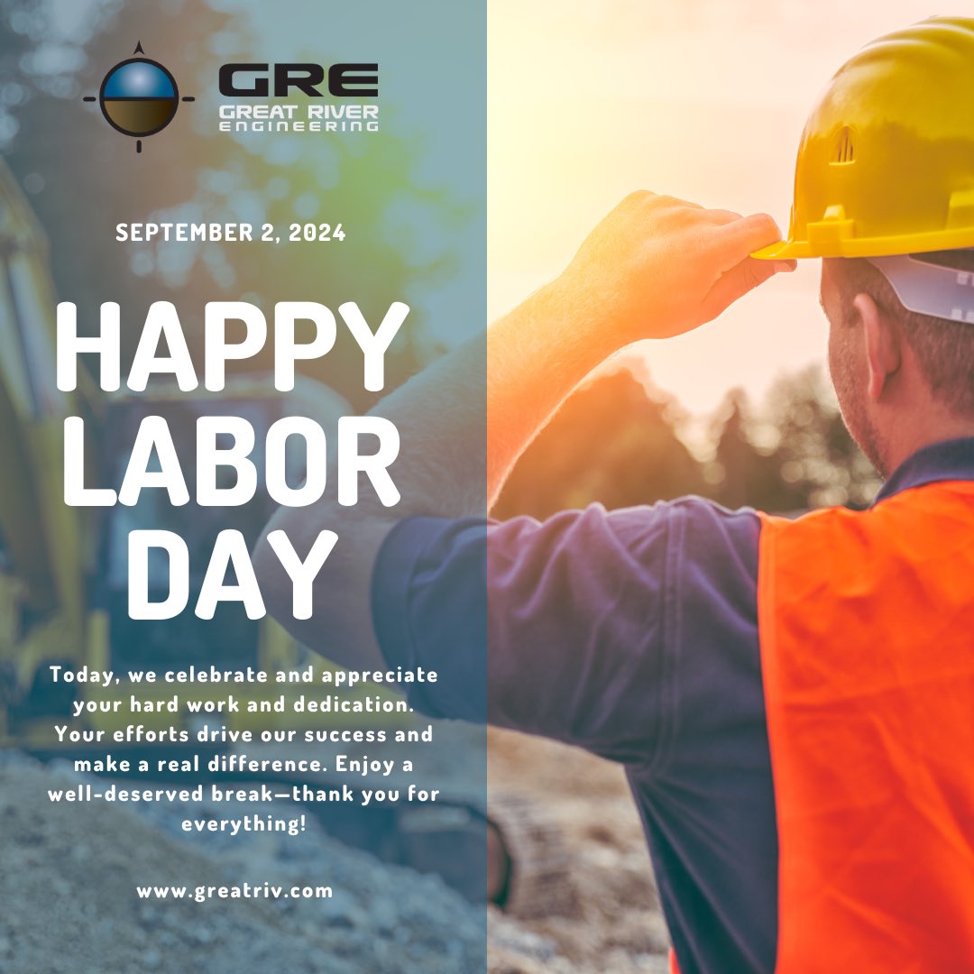GreatRivEng's tweet photo. Cheers to the hardworking heroes behind the scenes! 🌟 Today’s for you—relax, recharge, and enjoy every moment. Happy Labor Day! 🙌💼#LaborDay #WorkHardPlayHard #CheersToYou https://t.co/impp7UVsD6