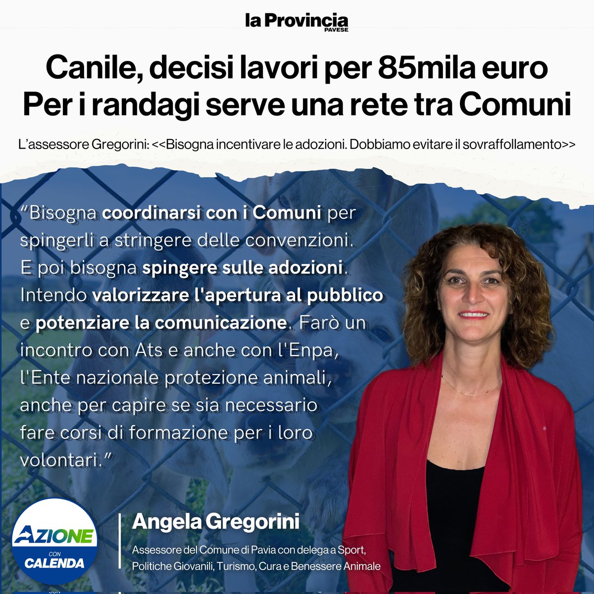 Angela Gregorini (@angelagregorini) on Twitter photo Il mio intervento di questa mattina su <a href="/provinciapavese/">La Provincia Pavese</a> riguardo il Canile di Strada Paiola.
<a href="/PaviainAzione/">Pavia in Azione</a> Il mio intervento di questa mattina su <a href="/provinciapavese/">La Provincia Pavese</a> riguardo il Canile di Strada Paiola.
<a href="/PaviainAzione/">Pavia in Azione</a>