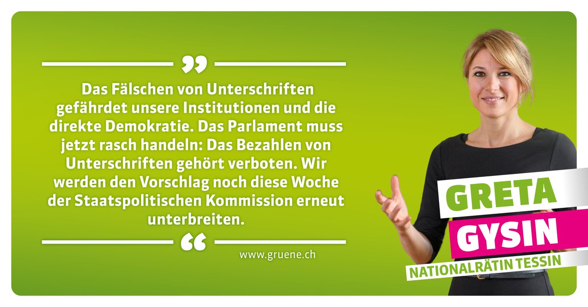 🚨 Unsere Nationalrätin Greta Gysin zu den aufgedeckten Fälschungen von Unterschriften:
#unterschriftenbschiss