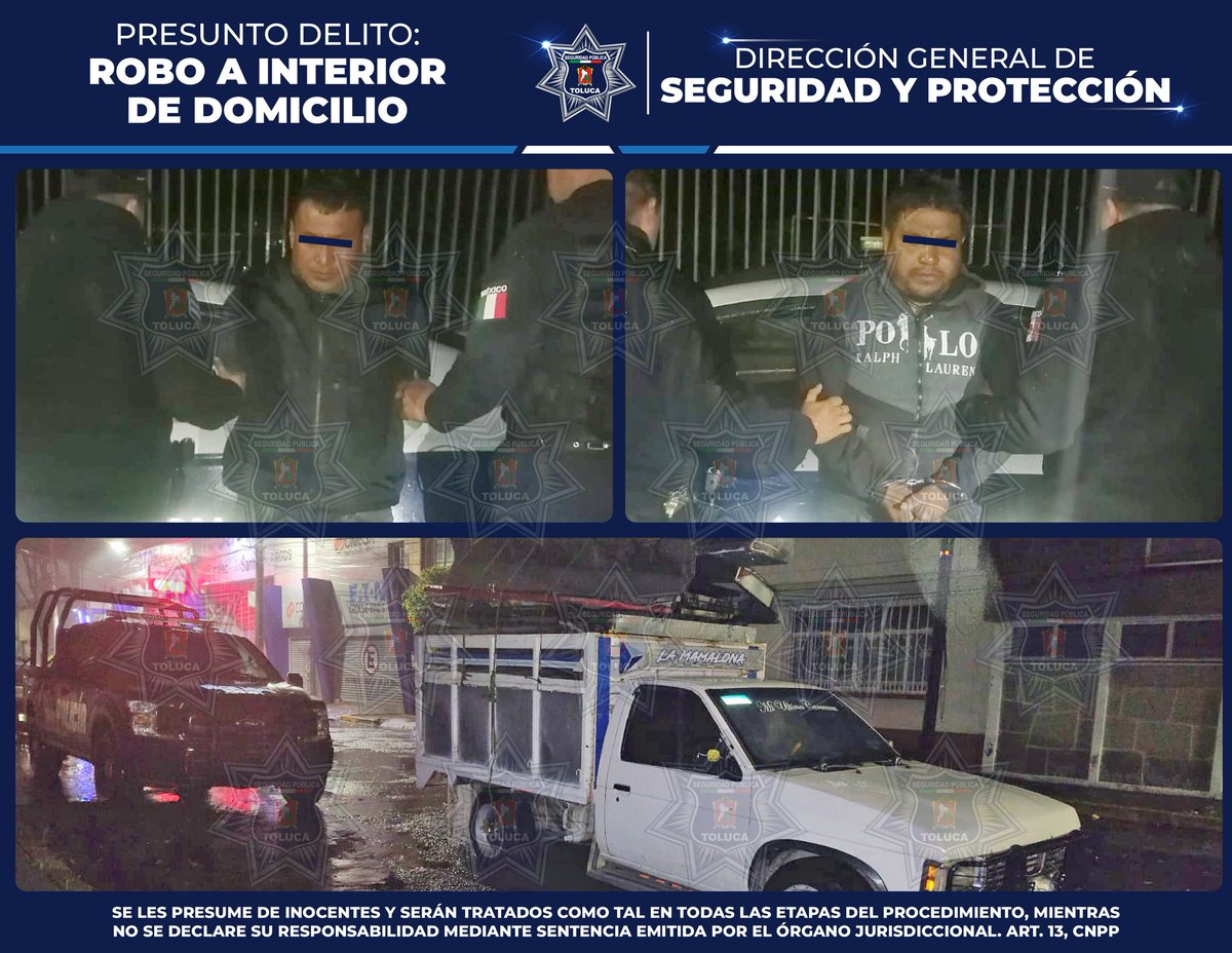 DIRECCIÓN GENERAL SEGURIDAD Y PROTECCIÓN DE TOLUCA (@seguridadtol) on Twitter photo Derivado de los patrullajes permanentes de la #PolicíaMunicipal se detuvo a Raúl “N” y Pedro “N” quienes momentos antes habían sustraído materiales y piezas de fierro de un domicilio ubicado en la Colonia Reforma Ferrocarriles. Derivado de los patrullajes permanentes de la #PolicíaMunicipal se detuvo a Raúl “N” y Pedro “N” quienes momentos antes habían sustraído materiales y piezas de fierro de un domicilio ubicado en la Colonia Reforma Ferrocarriles.
