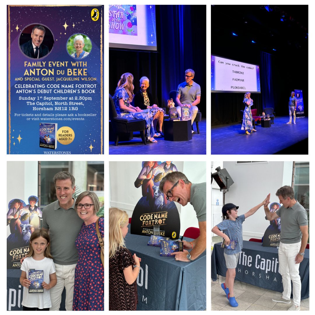 TheAntonDuBeke's tweet photo. Evening all!
Huge thanks to @JackyWilsonHQ, @maddiemoate, and to all of you who came to yesterday's family event at the @CapitolHorsham for my new children's book #CodeNameFoxtrot. I hope you had as much fun as I did!
Much love,
Anton XX 😘
https://t.co/tuayxyPEs1 @PuffinBooks https://t.co/oWgMRhJfRB