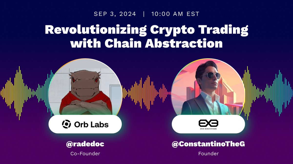 Join <a href="/radedoc/">Rich</a> and <a href="/ConstantinoTheG/">Constantino The Great</a> tomorrow to dive deeper into how <a href="/EvoExchange/">Evo</a> leverages OrbyEngine to provide a unified experience across assets and networks with chain abstraction!