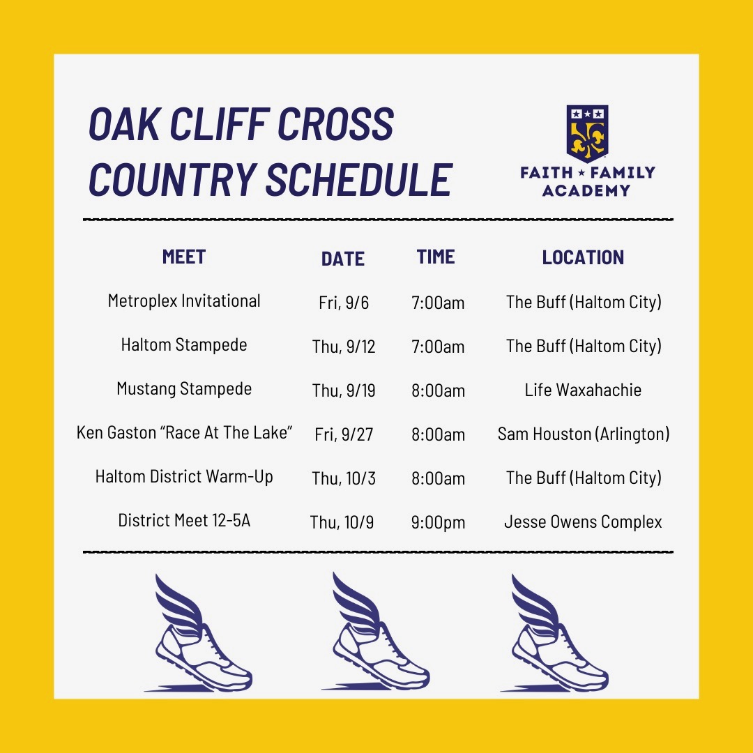 FaithFamilyAcad's tweet photo. Here is the meet schedule for the 2024-2025 Cross Country season at Faith Family Academy! Let’s cheer on our Eagles! 🦅💚 #StudentsFirstatFFA #TurnProEagles #publicschools #openenrollment https://t.co/WstieZuM8Z
