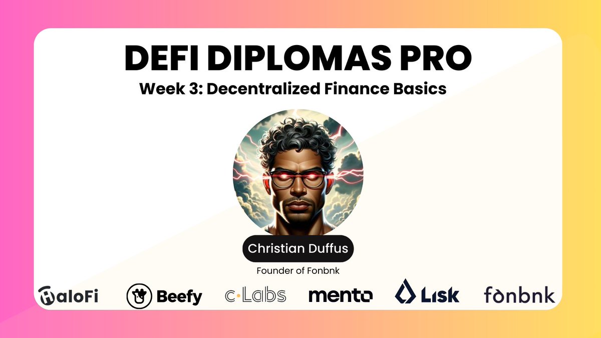 1/6
🧵 Just wrapped up Week 3 of #DeFiDIPLOMASPRO, and it keeps getting better! This week, we had the Founder of Fonbnk (<a href="/cduffus/">cduffus Ξ</a>, <a href="/fonbnk1/">@fonbnk1</a>) drop some serious knowledge. Here’s what stood out: #DeFi #Halofi <a href="/FocusedPilot/">Focused Pilot✈️.buidlin</a> <a href="/halofi_me/">HaloFi</a> <a href="/adamsheed93/">Adam saheed 😇</a> <a href="/halofi_meNG/">HaloFi Africa 🌍</a>