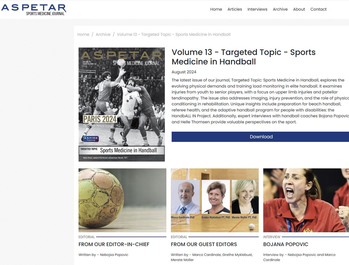 Brukner&Khan's ClinicalSportsMedicine (@bruknerkhan) on Twitter photo Do you work in handball? Clearly THE reference for 2024. Handball stars and clinicians including an Olympic Gold medallist and world champions created the Aspetar Sports Medicine Handball issue for you! Please share in the handball community. <a href="/iocmedia/">IOC MEDIA</a> <a href="/Aspetar/">Aspetar سبيتار</a> <a href="/Popovicnebojsa4/">Popovic Nebojsa</a> Do you work in handball? Clearly THE reference for 2024. Handball stars and clinicians including an Olympic Gold medallist and world champions created the Aspetar Sports Medicine Handball issue for you! Please share in the handball community. <a href="/iocmedia/">IOC MEDIA</a> <a href="/Aspetar/">Aspetar سبيتار</a> <a href="/Popovicnebojsa4/">Popovic Nebojsa</a>