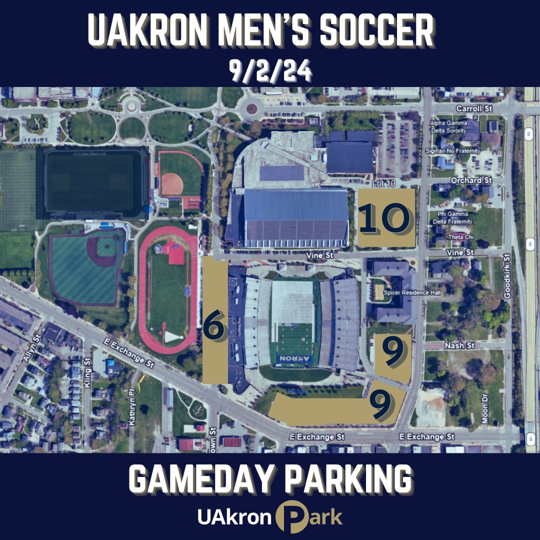 UAkronPark's tweet image. Hey Zips! Headed to today's big game? Please park in lots 6, 9 and 10 surrounding InfoCision Stadium and the Stile Athletics Field House. #gamedayparking #gozips