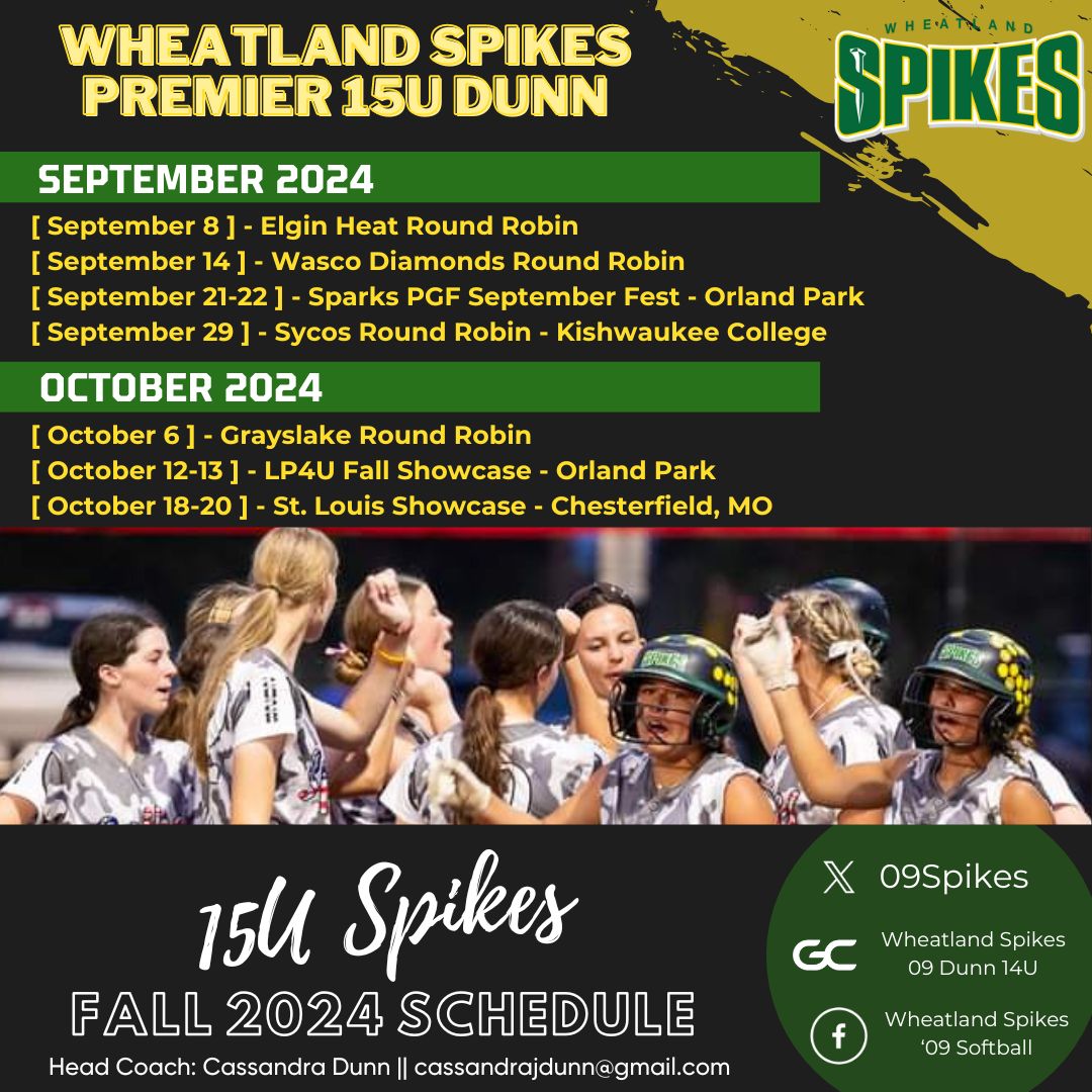 Fall season is here!!  It has been great to have them all back on the field for practices, looking forward to kicking the season off next weekend!
<a href="/WheatlandSpikes/">Wheatland Spikes Softball</a>