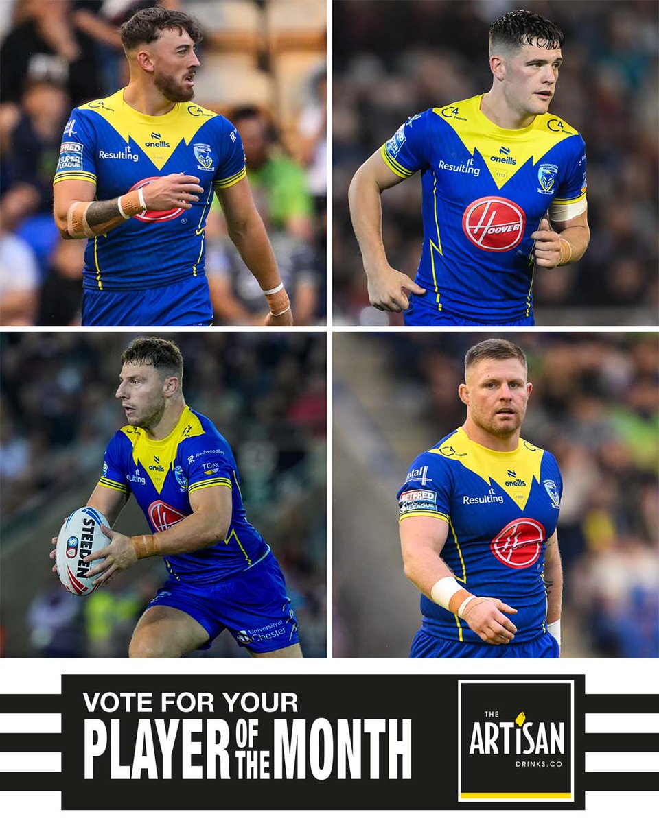 WarringtonRLFC's tweet image. Who gets your vote for August's @artisandrinksco Player of the Month? 🐺

VOTE: bit.ly/4gcZnP5