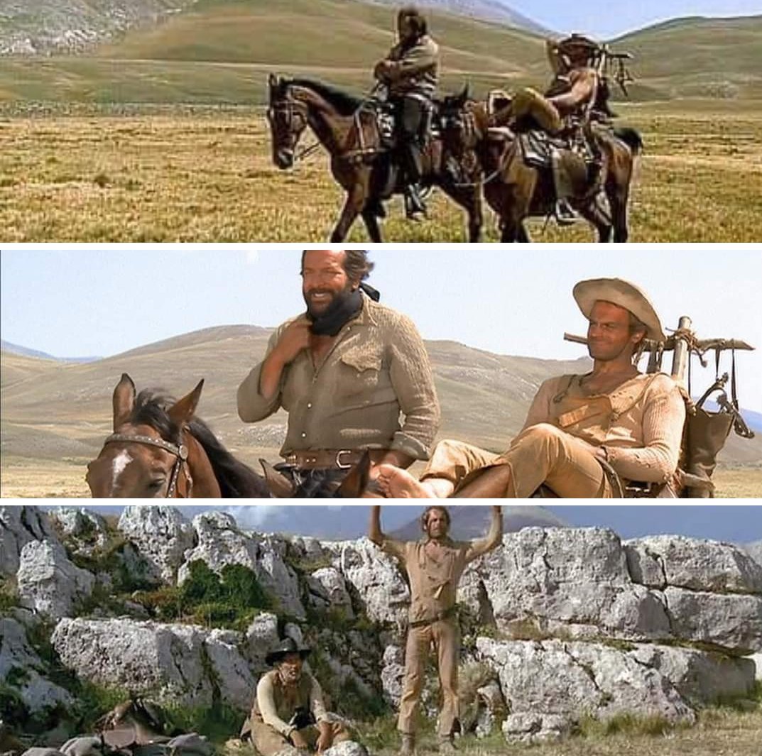 FrenkieWoody's tweet photo. Il più importante dei film di Bud Spencer e Terence Hill è stato girato in Abruzzo!

Il Canyon dello Scoppaturo, nella piana di Campo Imperatore, fu il set del film Italiano con il maggior numero di spettatori della storia del cinema italiano. Nel 1971 venne girato "...continuavano a chiamarlo Trinità", che ancora oggi detiene il record con 14.979.000 spettatori. Così ci piace ricordare la coppia che fece divertire intere generazioni..
