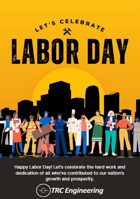 trcengineering2's tweet photo. 🎉 Happy Labor Day from TRC Engineering! 🛠️

Today, we celebrate the hard work, dedication, and innovation that drive our world forward. 
Enjoy a well-deserved break. You've earned it!

#LaborDay #EngineeringExcellence #Teamwork #MechanicalEngineering #ThankYou https://t.co/MfURMOZsMb