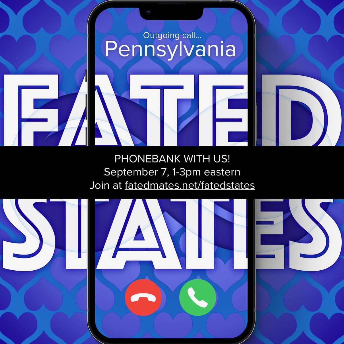 Hey all, Fated States (the phone banking arm of the Fated Mates podcast) is going to be calling Pennsylvania this weekend.

If you want to help, the phone banks are super fun and they have games and instruction to make it go fast.