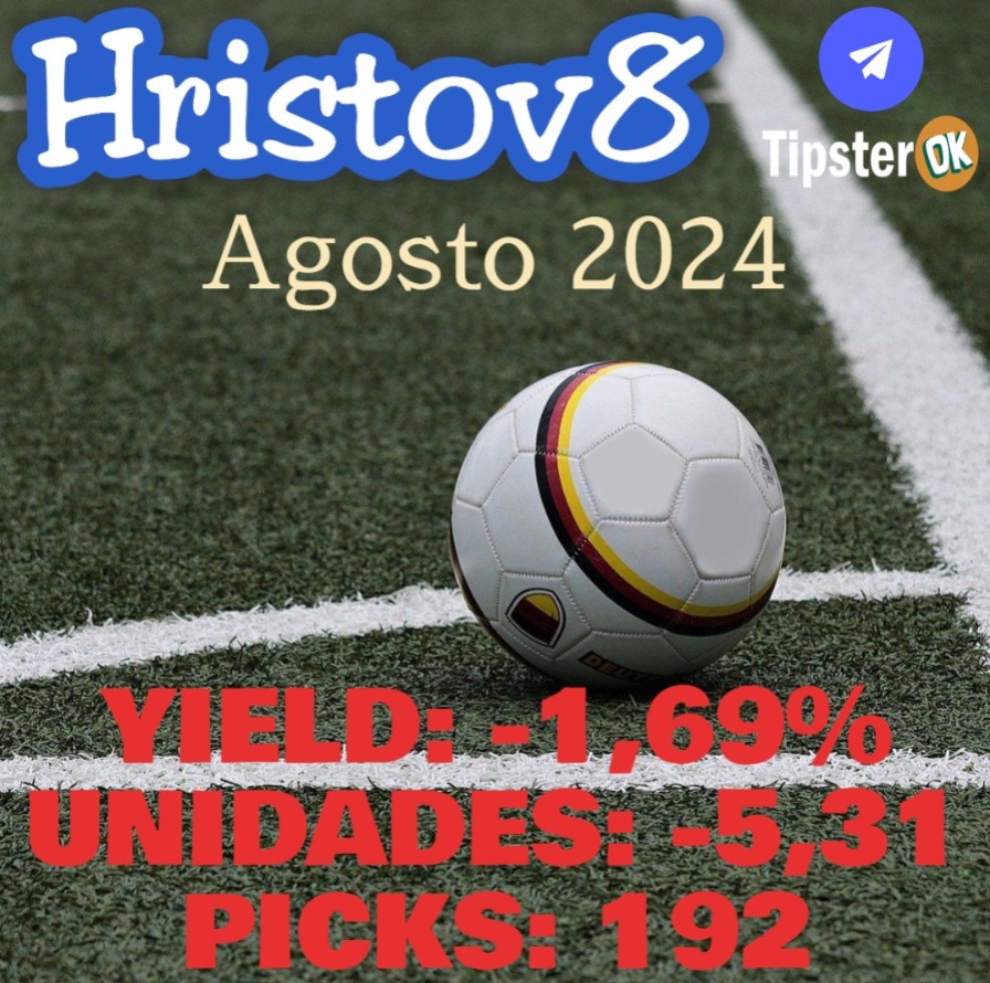 🟦Hristov8🟦
❌AGOSTO 2024
❌Mes que empezó bastante mal, y que en la segunda quincena cambio por completo, pero no se pudo levantar entero
❌Yield: -1.69%
❌Unidades: -5.31
🖋️Picks: 192

📲 tipsterok.com/tipster/hristo…
<a href="/Tipster_OK/">Tipster_OK</a>