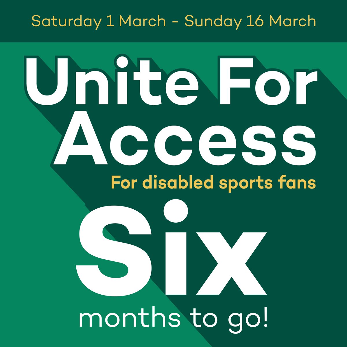 🗓️ #UniteForAccess 2025 is six months away.  

😃 We are already looking forward to our annual celebration of access and inclusion for disabled sports fans!

Find out more➡️levelplayingfield.org.uk/campaigns-rese…