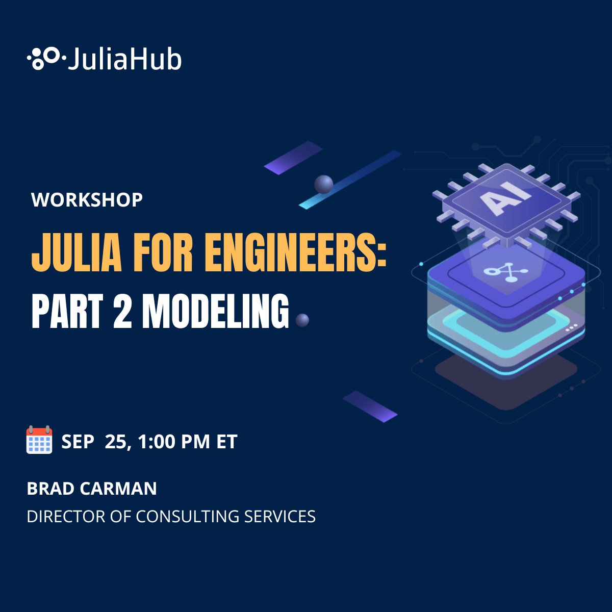 Dive into advanced #modeling techniques with Julia in our upcoming workshop. Learn how to solve complex #engineering challenges efficiently. Register today! juliahub.com/company/resour… #JuliaLang #Engineering