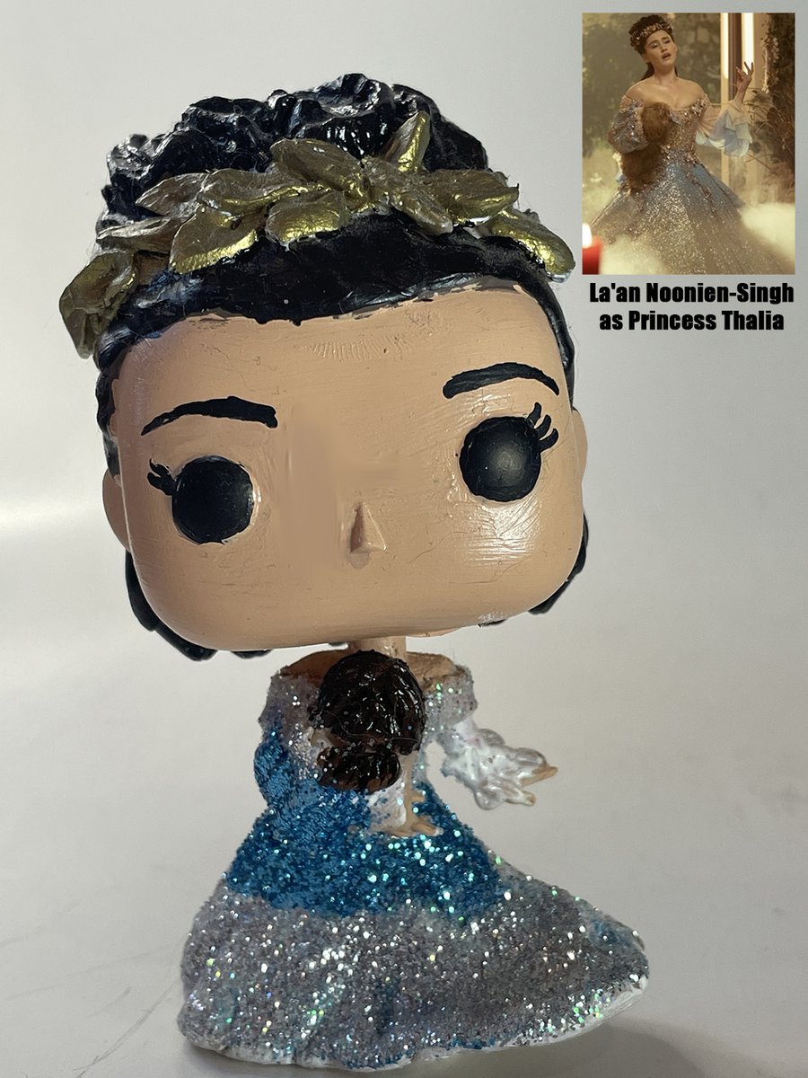 Another SNW: Elysian Kingdom Funko Custom. Since I posted Neve, here is her good counterpart: La’an as Princess Thalia (and Runa). Putting glitter on a Funko Pop is hard. Do not recommend.