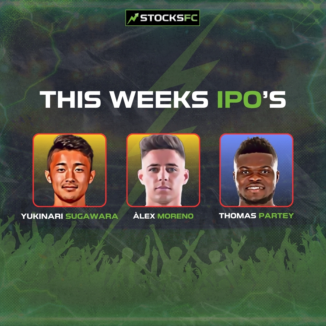 stocks_fc's tweet photo. This week's IPOs consists of Moreno, Sugawara and Partey! Which look most appealing for your portfolio?

#FootballStocks #AFC #NFFC #SFC #PL #FPL https://t.co/eyK8Gf3DWk