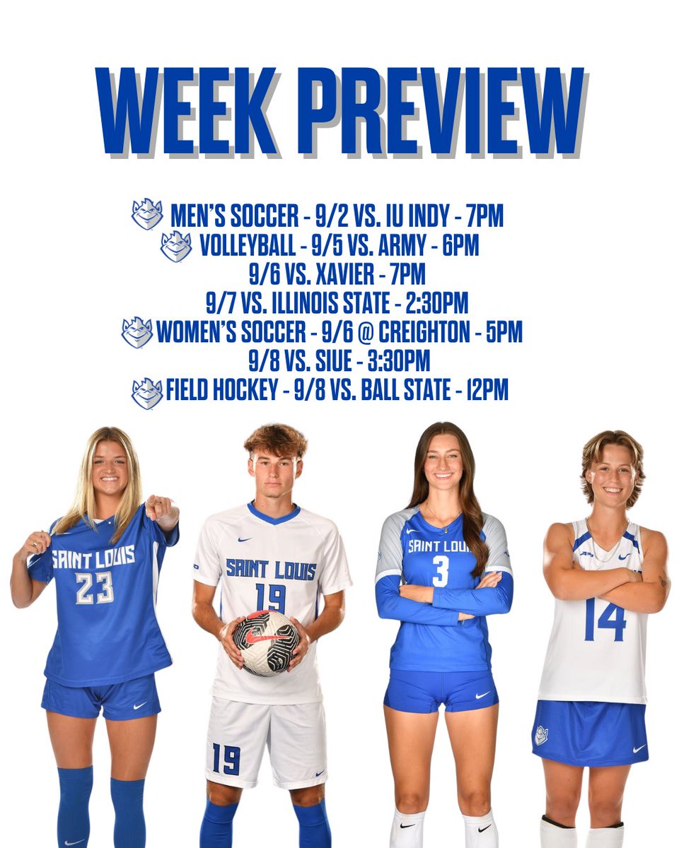 Another big week for the Bills! Nearly all of our fall sports are in action this week, many competing right here at home. Don’t forget to keep supporting your Billiken student-athletes at the Billiken NIL Store! More details on the week below ⬇️