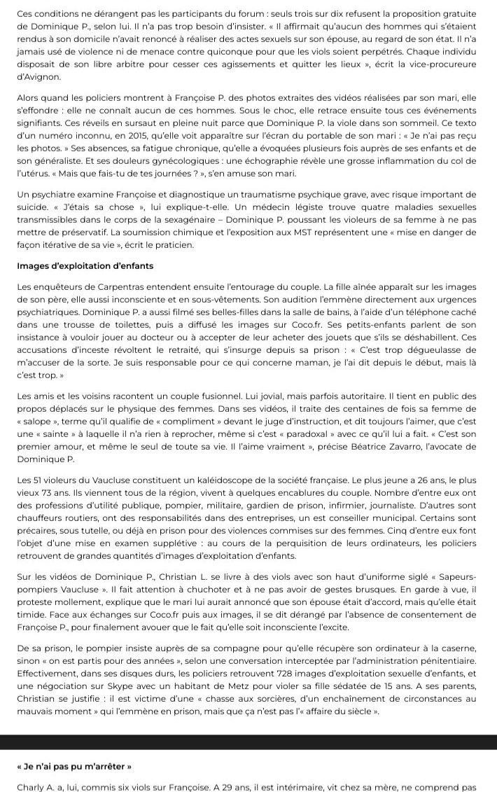 AmazonJawn's tweet image. Pour info voilà ce que cet homme faisait à sa femme, à sa fille aînée, à ses belles-filles et à ses… petits-enfants

Affaire des viols de #Mazan