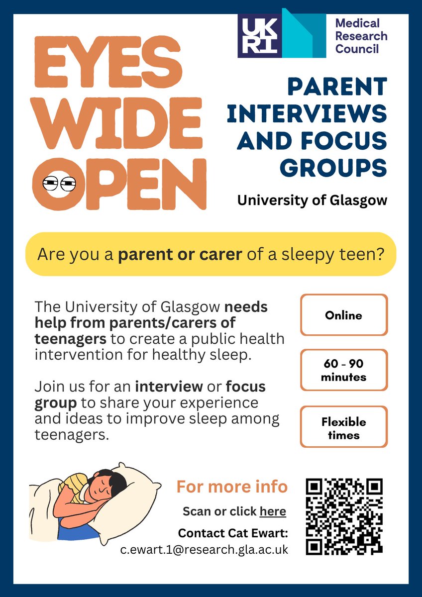 GCParentsGroup's tweet photo. Take part in the Eyes Wide Open study to help researchers at @UofGlasgow develop an intervention to improve sleep among young people 💤

Share your experience and ideas for healthy sleep💡Click link to sign up: https://t.co/d2H8IiKRqx 

#sleep https://t.co/8a0JvLB8kZ
