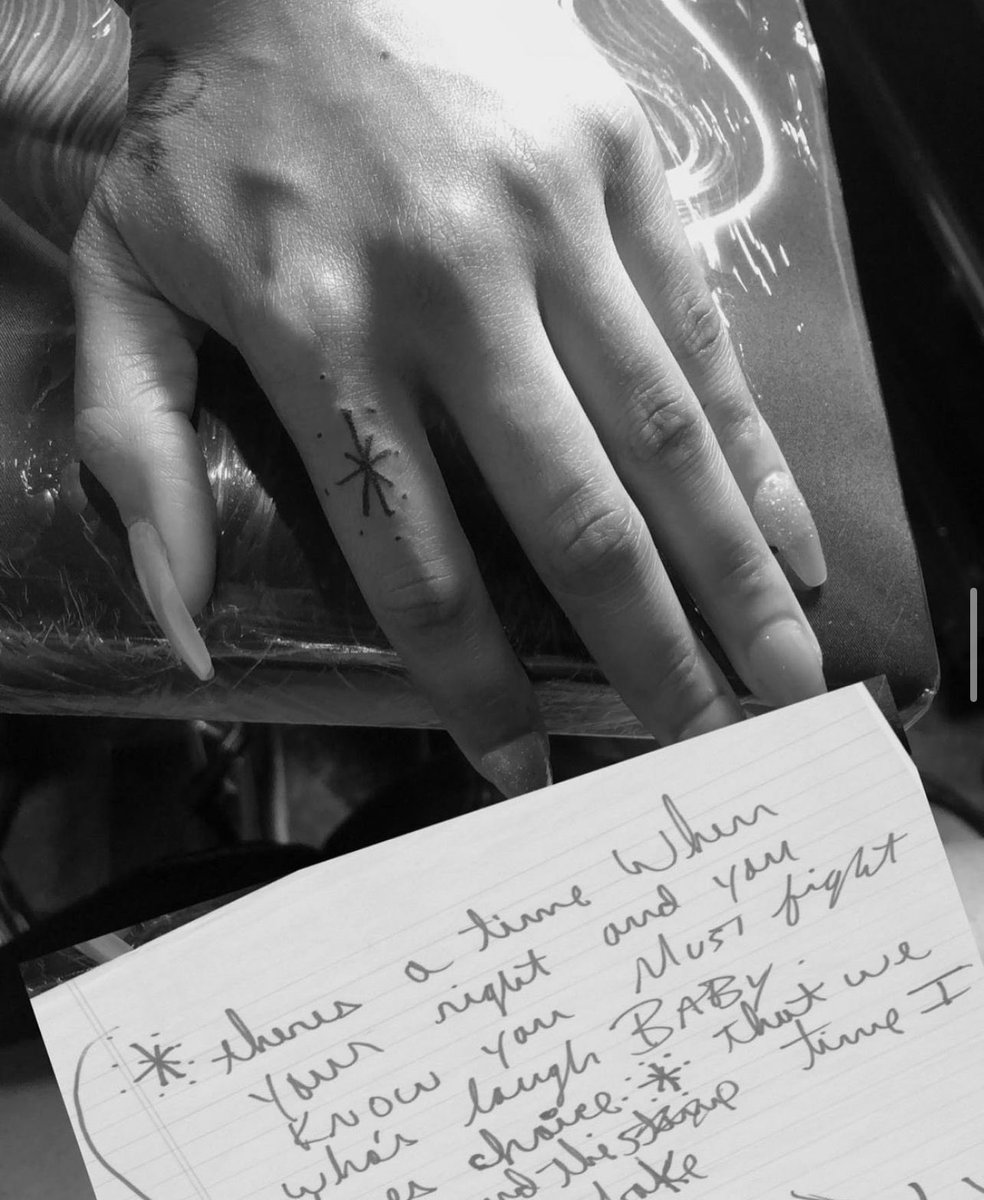 divinityinmtn's tweet image. In Honor of ‘BAD’s’ 37th anniversary 🥹 here’s my tattoo from Michael Jackson’s handwriting for LMA lyrics. I got his little asterisk *️⃣ doodle on my index finger🫶🏼✨ 
#tattoo4mj #mjfam