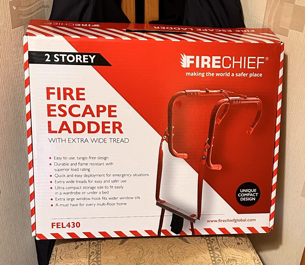 Da Dad is a pellock he’s only gone and buyed a 2 storey fire escape ladder!! 1, we can’t climb ladders and 2, we live in a bungalow 🙄🙄