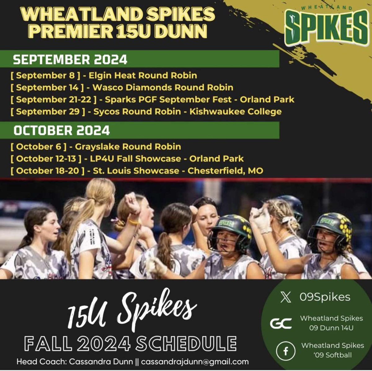 We’re back! Spikes 15u Dunn fall schedule is out, check it out!