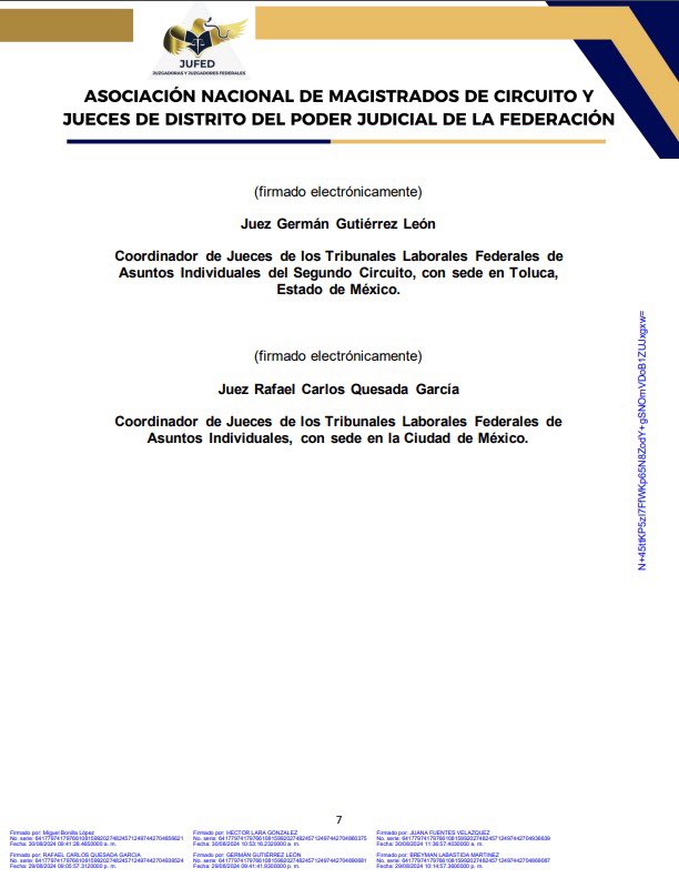 Documento entregado hoy a las Cámaras de Diputados y Senadores en el que juzgadoras y juzgadores, integrantes del #PJF, expresan su desacuerdo con la iniciativa de reforma judicial en los términos presentados por el titular del Ejecutivo Federal, pues incumple distintos