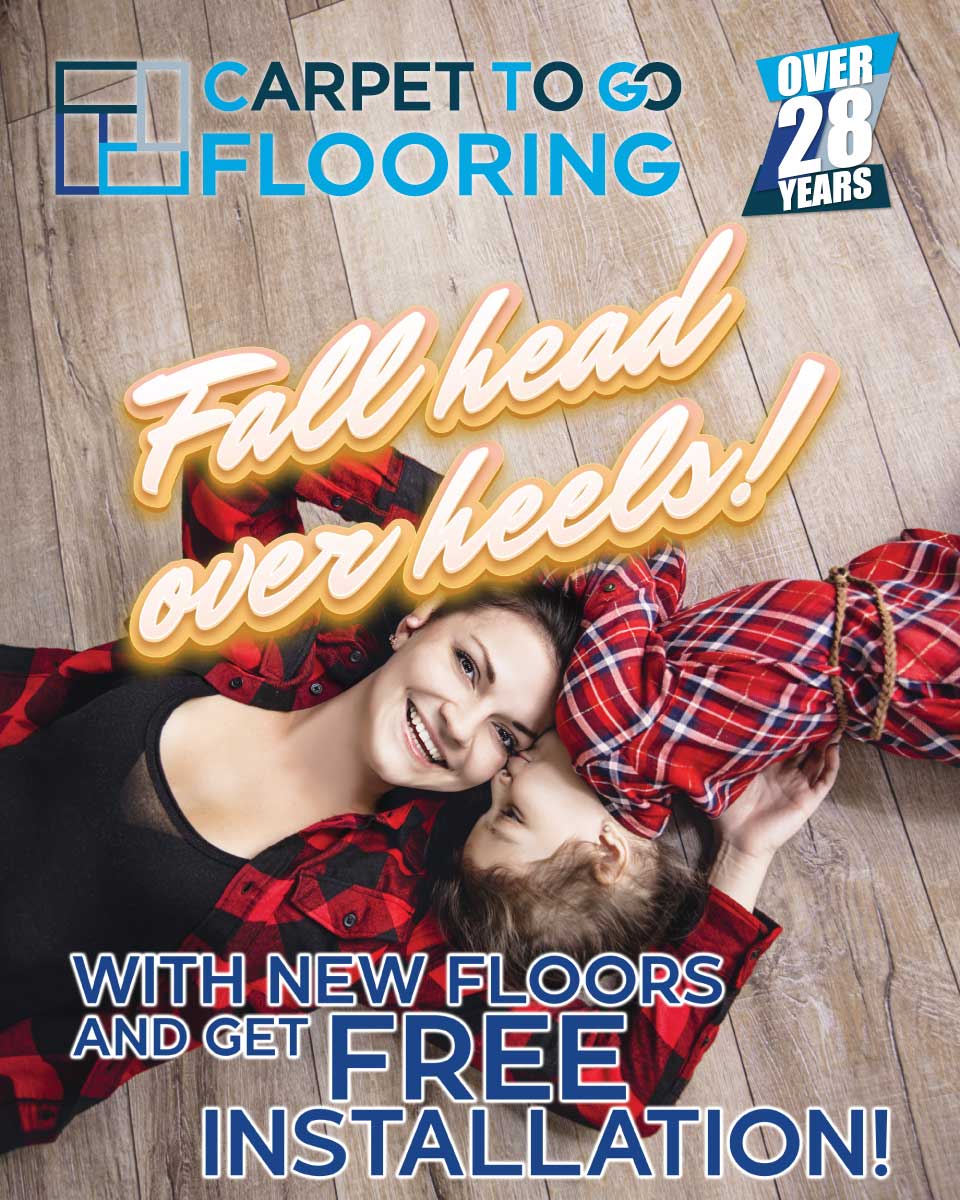 Carpet2Go's tweet photo. Our flooring centers are offering #FreeInstallation on all #flooring purchases, making it easier than ever to upgrade your home.

Choose from our wide selection of #hardwood, #laminate, #vinyl, and #carpet options.

Don’t wait - fall head over heels in love with your new #floors! https://t.co/n0WkArZpuk