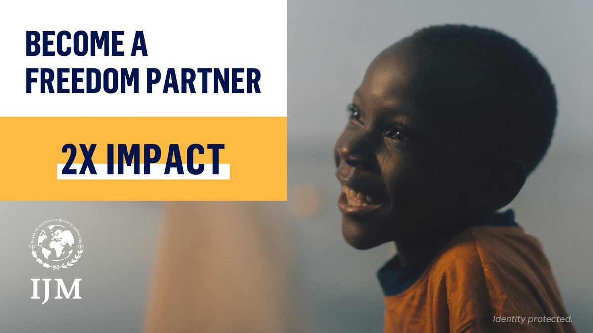 IJM's tweet photo. Send twice the #rescue for an entire year. Your monthly gifts matched for up to 12 months when you become a #FreedomPartner now.
Retweet and join Freedom Partners at: https://t.co/5CWTCZT82T 👏
#IJM #FreedomPartners #Rescue #EndModernSlavery https://t.co/fyNHMlPdcx