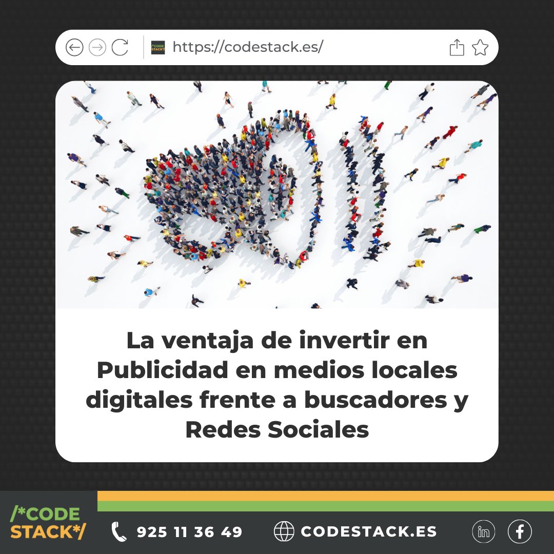 _codestack's tweet image. 📣💻 ¿Invertir en medios locales digitales? ¡Podría ser tu mejor jugada! Descubre por qué es una ventaja frente a buscadores y redes sociales en nuestro nuevo artículo 🌟 codestack.es/la-ventaja-de-… 
#PublicidadDigital #EstrategiaDeMarketing #NegociosLocales