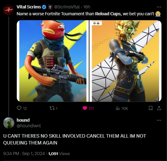 HoundExplained's tweet image. someone respond when he plays the next reload cup