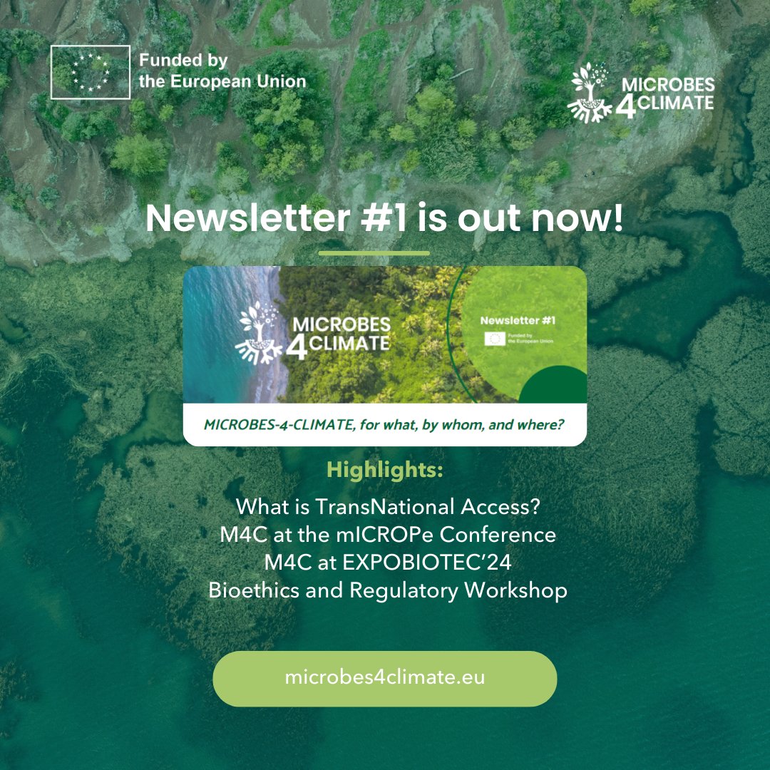 🌍 MICROBES-4-CLIMATE Newsletter #1 is now live! Learn more about M4C’s participation at the mICROPe Conference, and in other events!

Access here: mailchi.mp/d632d1c870b4/m…

#Microbes4Climate #M4C #M4CHorizoneurope #ResearchInfrastructure #ClimateAction #ResearchforClimate