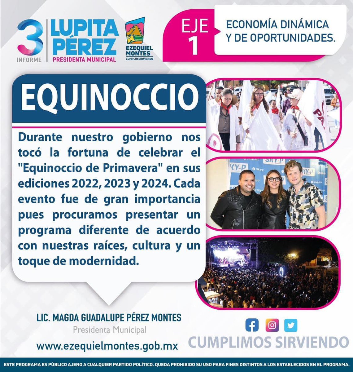 Durante nuestro #gobierno nos tocó la fortuna de celebrar el “Equinoccio de Primavera” en sus  ediciones 2022, 2023 y 2024. ☀️ Cada evento fue de gran importancia pues procuramos presentar un programa diferente de acuerdo con nuestras raíces, cultura y un toque de modernidad. ☑️
