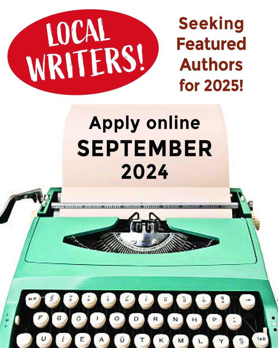 Writers! Here's your chance to become a Featured Author for 2025 — highlight your book in the local community and connect with readers. Accepting applications online through September 30th, 2024. For more information on how to apply, visit tinyurl.com/ACLAuthorsApply