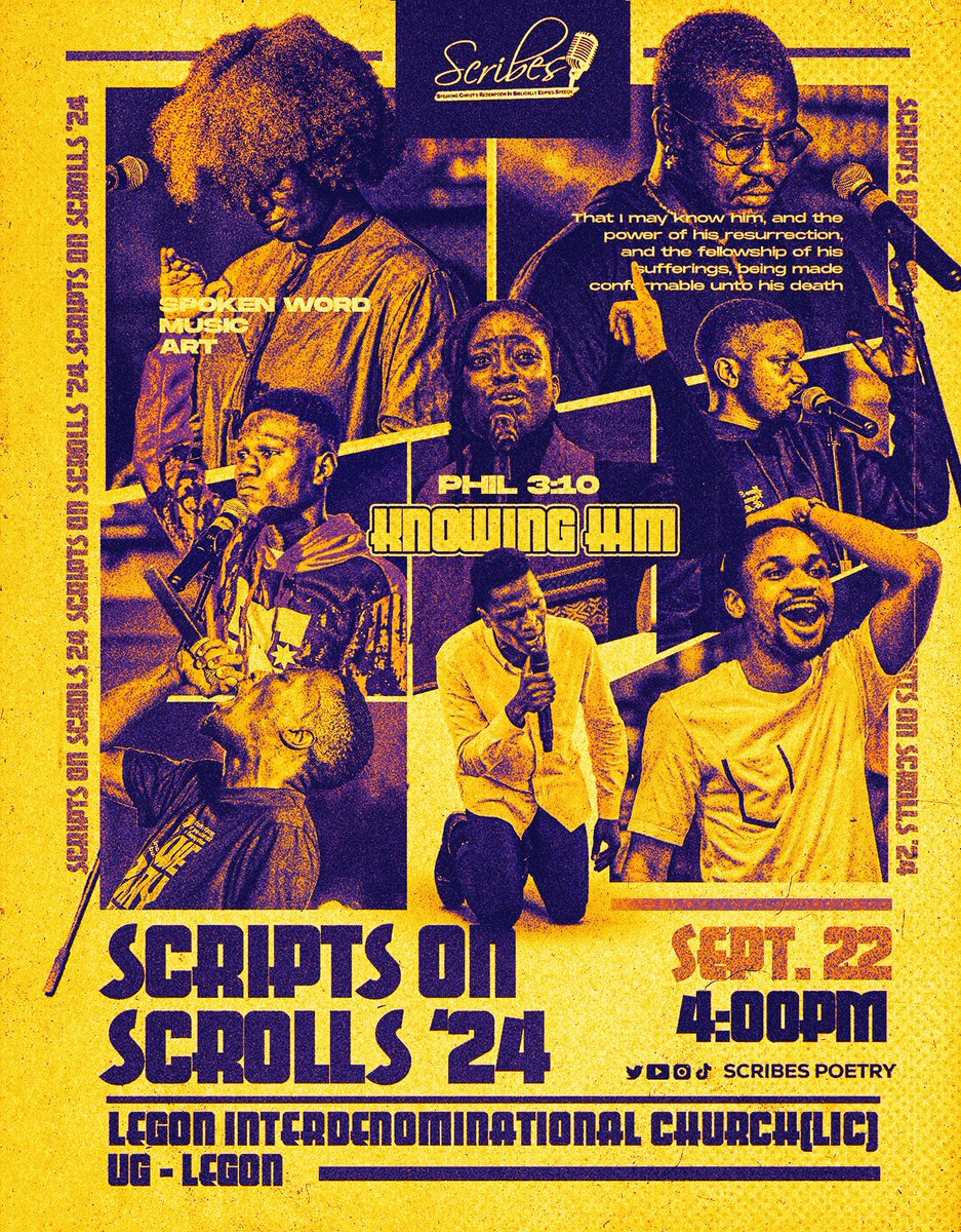 scribes_global's tweet photo. On 22nd September, men shall assemble, their voices resonating with the echoes of heaven. Scriptures will dance from scrolls, and songs will rise like incense to Yahweh.
Scripts On Scrolls 2024
Join us for free. Kindly register through the link:
🔗: https://t.co/fa3ewFpGi0 https://t.co/kDe9jGUgKH