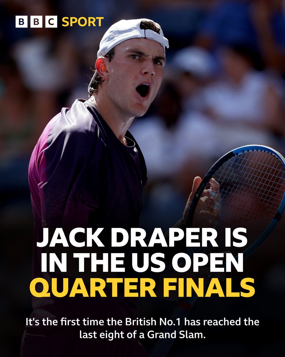 BBCSport's tweet photo. What a performance! 

Jack Draper routs Tomas Machac 6-3, 6-1, 6-2 to continue his march to the #USOpen quarter-finals. 

He's on fire at this tournament 🔥

#bbctennis https://t.co/EZldcYN1Ro