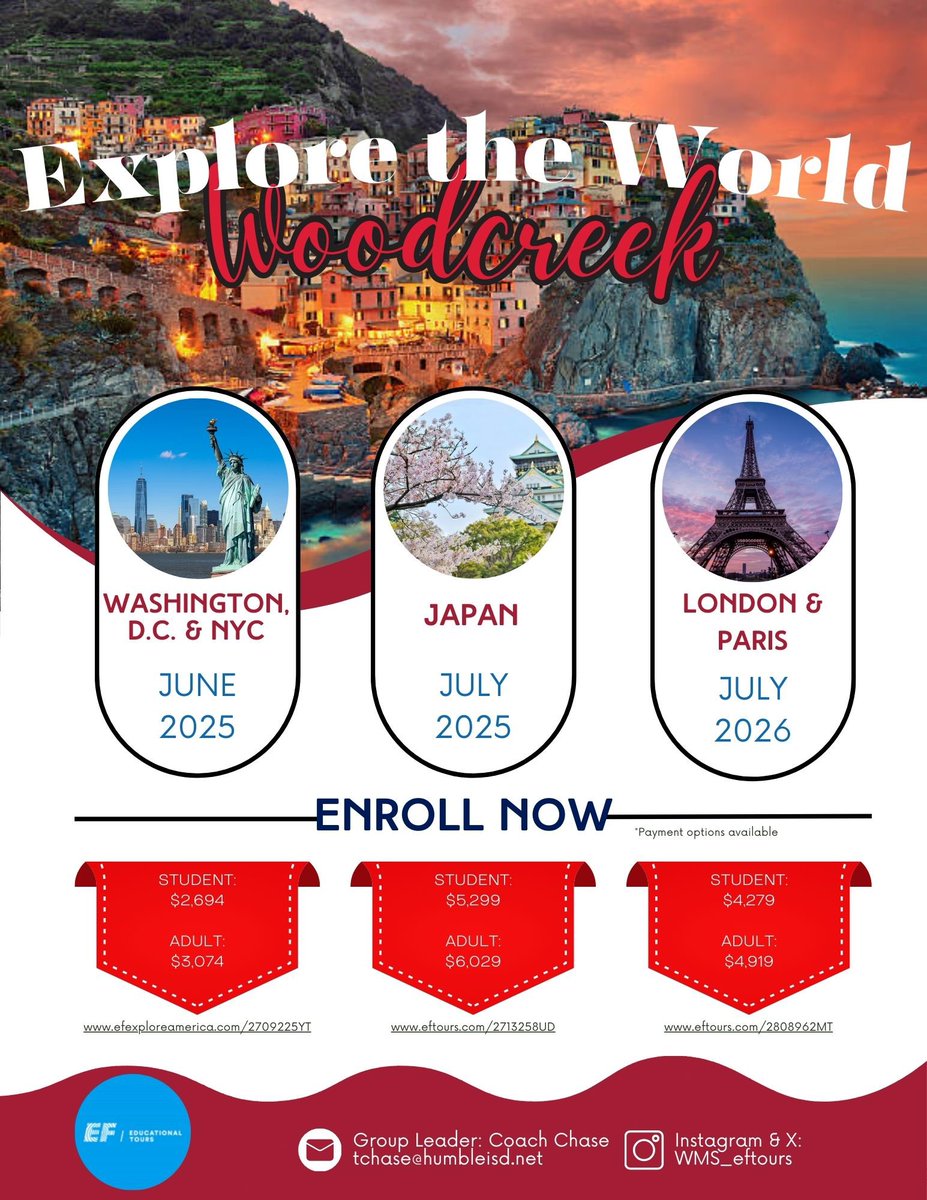 WMS_EFTours's tweet image. Enroll today! ✈️🗺️
