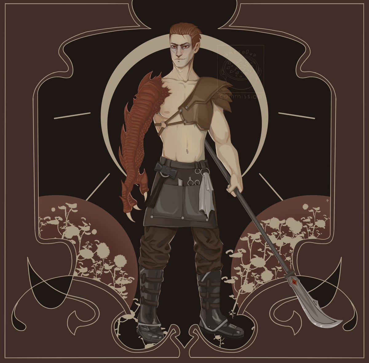 theso0up's tweet photo. My boyfriend's DnD character named Rowan 🗡️🩸 
#dnd #dungeonsanddragons https://t.co/6Kht7QVPUK