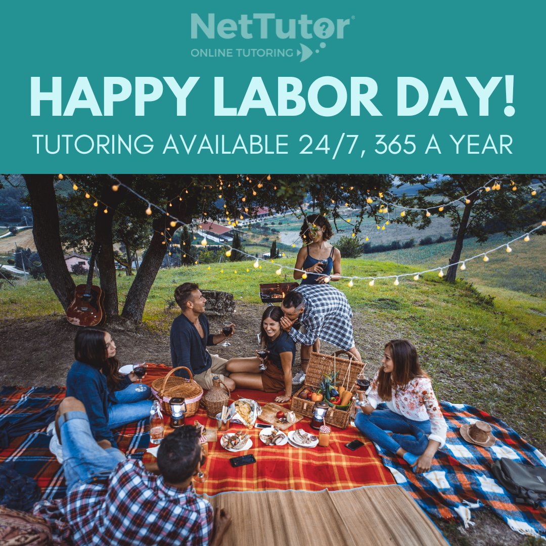 nettutor's tweet image. Happy Labor Day! We hope you get some time to relax and enjoy time with friends and family. If you do need help with your homework, we&apos;re here to help!

#OnlineTutoring #Tutor #WritingTutor #MathTutor #STEMTutor #StudentSuccess #StudentConfidence