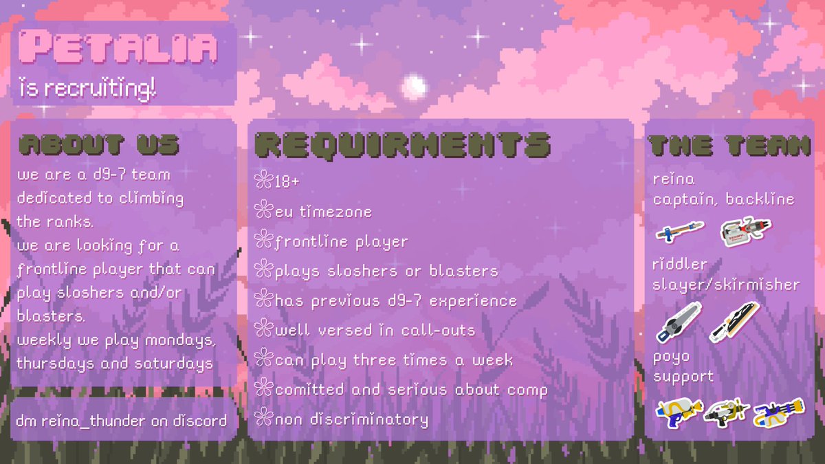 Petalia is looking for a 4th, Dm reina_thunder on discord if interested!