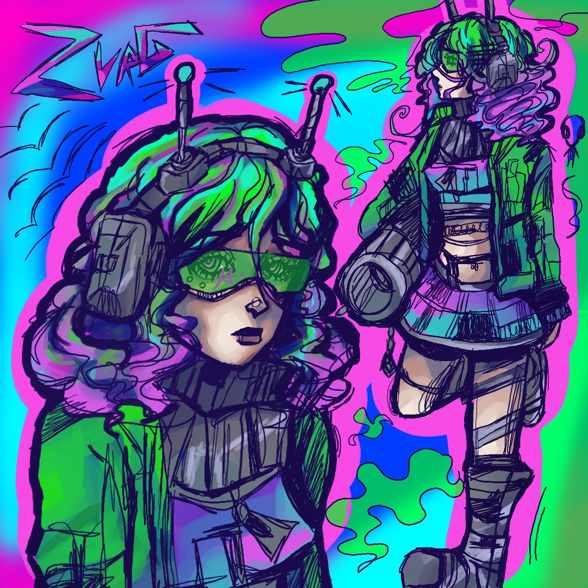 megsisasleep's tweet photo. Gahhh!!! First post on here, and going strong with a cool alien oc I made 👽 https://t.co/ulcZNVDL9S
