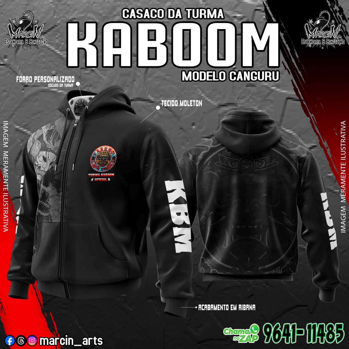 ✓ - Arte Finalizada ✍️✍️

✓ - Casaco : Turma KaBoOm 🚀🚀<a href="/turmakaboom/">✨💣✨ Turma Kaboom ✨💣✨</a>

✓- Trabalho de  Artes &amp; Vetorização
• Casaca, Lycra, máscara, placa macacão
• Camisa, kits, casaco, flyer

Zap: 🤳 (21) 9641-11485 Marcin
Redes Sociais 💻: @marcin_arts