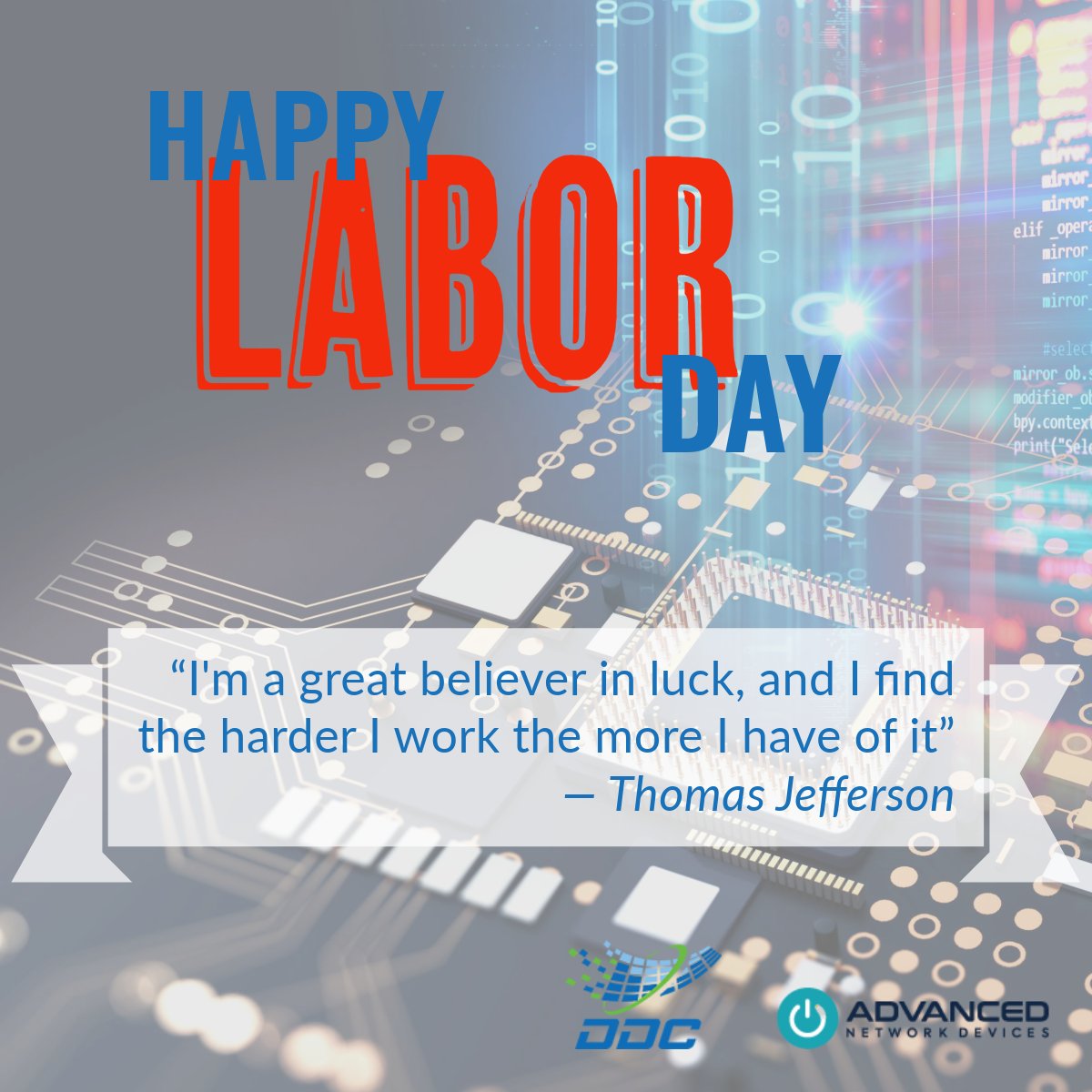 digidescorp's tweet photo. Happy Labor Day!
Today, we celebrate the dedication, passion, and hard work of our incredible employees at Digital Design Corporation. Whether you're innovating new solutions, supporting our customers, or ensuring smooth operations, every effort makes a difference. Thank you! https://t.co/wlUeO9MDBZ