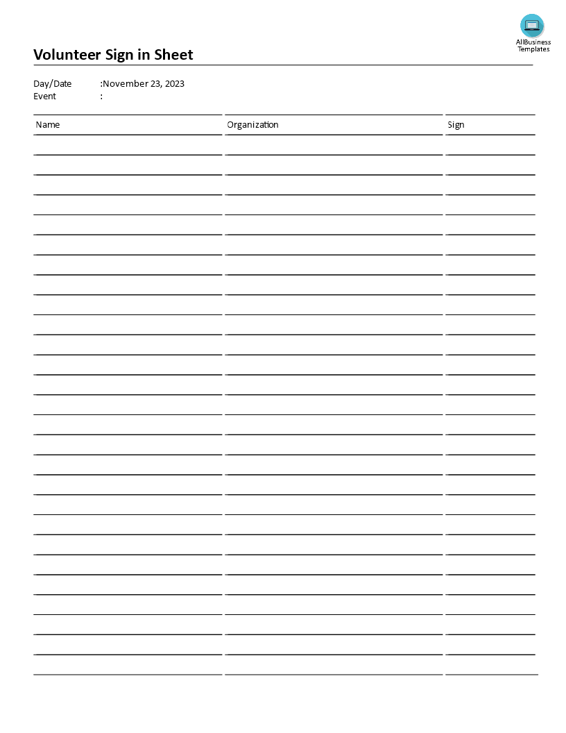 AB_Templates's tweet photo. Volunteer Sign-In Sheet template https://t.co/Q8Gz9hiR7X https://t.co/Cb7vyafGzd
