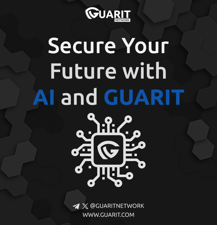 GuaritNetwork's tweet photo. In the GUARIT Ecosystem, AI streamlines processes, boosts accuracy, and delivers insights that help you make informed decisions quickly. 
The future is smart, and so is #GUARIT.
#Crypto #Blockchain #AI #Ethereum https://t.co/9GHvKNhRtj