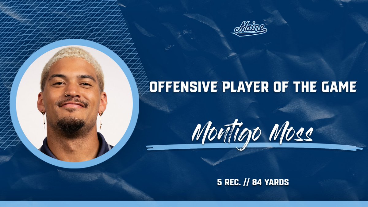 Congratulations to our Offensive Player of the Game, Montigo Moss!

5 catches // 84 yards

#BlackBearNation | ⬆️