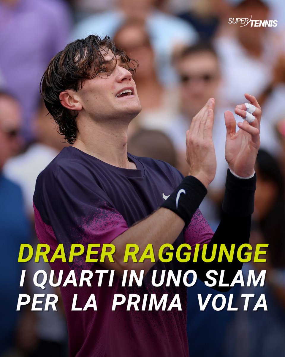SuperTennisTv's tweet image. Primo britannico a raggiungere i quarti di finale dello #USOpen da Murray nel 2016. 🇬🇧

Jack #Draper non ha ancora perso un set: sconfitto #Machac 6-3 6-1 6-2 👏🏻
